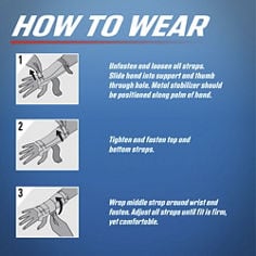 Key Visual image of ACE™ Carpal Tunnel Wrist Stabilizer, catalog IDs 205276 and 205278, demonstrating how to wear the product.