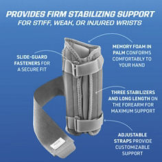 Key Visual image of ACE™ Carpal Tunnel Wrist Stabilizer, catalog IDs 205276 and 205278, showing product anatomy.