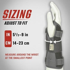 Key Visual image of ACE™ Carpal Tunnel Wrist Stabilizer, catalog IDs 205276 and 205278, showing product sizing.