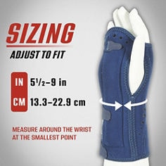 Key Visual image of ACE™ Night Wrist Sleep Support, catalog ID 209626, showing product sizing information.