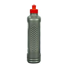 Vista do lado esquerdo de um frasco cinza de polidor 3M Perfect-It Ultra Performance mostrando painel de aderência texturizado, 500 ml.