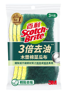 3M™ 百利™ 天然木漿棉菜瓜布─爐具專用 420T-3M，3 片