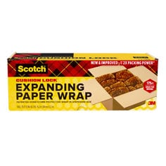 Front view of the Scotch Cushion Lock expanding paper wrap 175 ft retail package