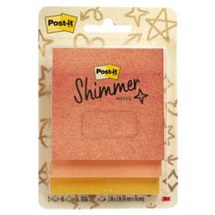 Post-it® Shimmer Notes in red, updated product image, center front in pack view.