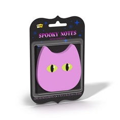 Post-it® Spooky Notes DCC card right image showing the right side view of square ghost design adhesive notes on black packaging. Text on pack includes “Post-it,” “Spooky Notes,” “Notas Adhesivas,” “Cont. 50 Notes/Notas,” and “3.1 in x 3.1 in.”