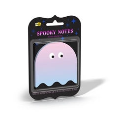Post-it® Spooky Notes DCG2 card right image showing the right side view of light purple lined notes with a spider design on black packaging. Text on pack includes “Post-it,” “Spooky Notes,” “2.9 in x 3.8 in,” and “50.”