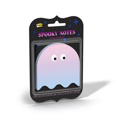 Post-it® Spooky Notes DCG card right image showing the right side view of light purple lined notes with a spider design on black packaging. Text on pack includes “Post-it,” “Spooky Notes,” “2.9 in x 3.8 in,” and “100.”