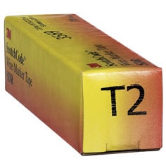 Single white roll of 3M ScotchCode wire marker tape labeled T2.