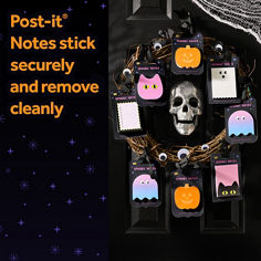 Post-it® Spooky Notes Target B+ image showing Post-it® Sticky Notes packaging. Visible text includes “Post-it® Sticky Notes,” “2.9 in x 3.8 in” and “50 Sheets.”