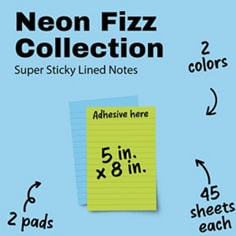 Post-it® Neon Fizz Image of product 2 pads with 45 sheets each