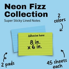 Post-it® Product Anatomy for Neon Fizz Image of product  4 pads with 45 sheets each