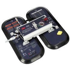 A 3M DBI-SALA self-contained vacuum anchor is shown against a white background. The device has two large vertical suction pads with rounded black rubber edges and silver textured surfaces. Warning and inspection labels are printed on the upper portions of the pads.