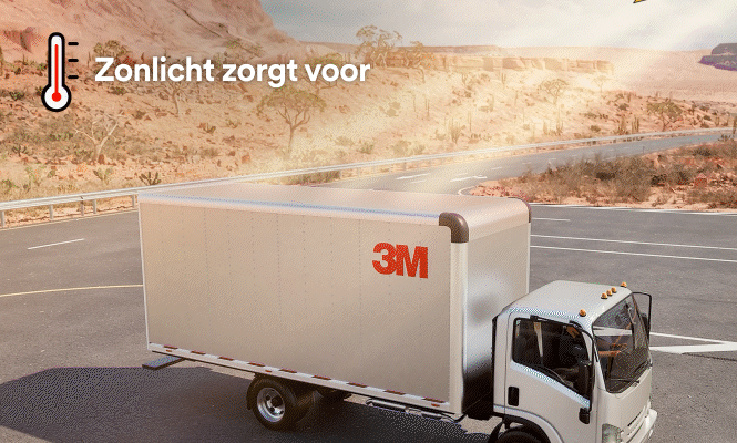 Zonlicht veroorzaakt warmteopbouw in voertuigen. Met 3M Cooling Film wordt de zonne-energie gereflecteerd en voert warmte af naar de atmosfeer, voor een passieve koeling zonder energieverbruik.

