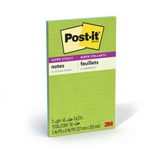 Post-it® Neon Fizz Notes, 5845-SSGB-SR, Super Sticky, 2X the Sticking Power, 2 pads, 45 sheets each, 5 in x 8 in (127mm x 203 mm)