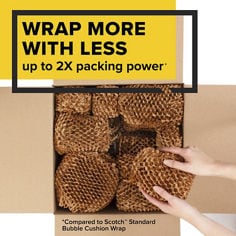 Scotch® Cushion Lock Protective Wrap PCW-12175-SR, 12 in x 175, Ecomm Replication, Packing Power. Dispenser box, enhanced content.