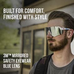 Key Visual image of 3M™ Mirrored Eyewear, White/Blue, catalog ID 47316. B+ Content