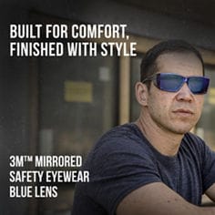 Key Visual image of 3M™ Mirrored Safety Eyewear, Blue/Black, catalog ID 47318. B+ Content