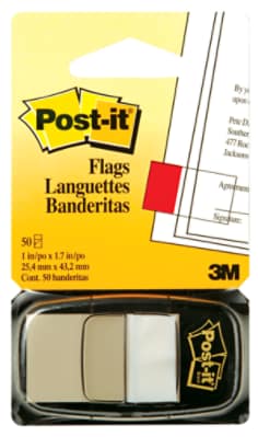 Post-it® Flags 680-6 (36) 1 in x 1.7 in (25,4 mm x 43,2 mm)  White 50 flags/pd, 36/cs