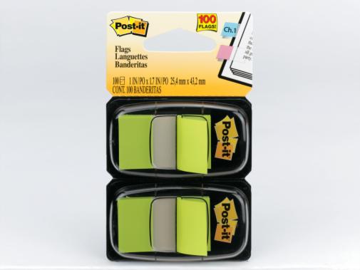 Post-it® Flags 680-BG2, Bright Green, 25 mm x 43 mm