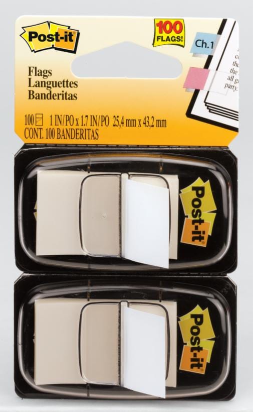 Post-it® Flags 680-WE2, White, 25 mm x 43 mm