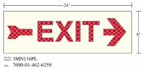 3M™ Photoluminescent Film 6900, Shipboard Sign 3MN116PL, 24 in x 8 in, EXIT with Right Arrow, 10/Package image 3M™ Photoluminescent Film 6900, Shipboard Sign 3MN116PL, 24 in x 8 in, EXIT with Right Arrow, 10/Packageimage