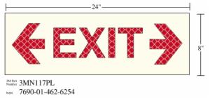 3M™ Photoluminescent Film 6900, Shipboard Sign 3MN117PL, 24 in x 8 in, EXIT with Double Arrow, 10/Package image 3M™ Photoluminescent Film 6900, Shipboard Sign 3MN117PL, 24 in x 8 in, EXIT with Double Arrow, 10/Packageimage