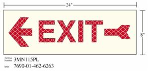 3M™ Photoluminescent Film 6900, Shipboard Sign 3MN115PL, 24 in x 8 in, EXIT with Left Arrow, 10/Package image 3M™ Photoluminescent Film 6900, Shipboard Sign 3MN115PL, 24 in x 8 in, EXIT with Left Arrow, 10/Packageimage
