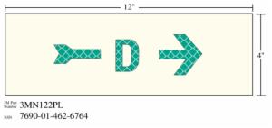 3M™ Photoluminescent Film 6900, Shipboard Sign 3MN122PL, 12 in x 4 in, D with Right Arrow, 10/Package image 3M™ Photoluminescent Film 6900, Shipboard Sign 3MN122PL, 12 in x 4 in, D with Right Arrow, 10/Packageimage