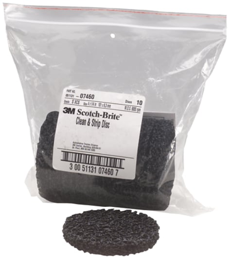 Scotch-Brite™ Clean and Strip Disc 07460, 4 in x 1/4 in, S XCS, 3 Bags/Case