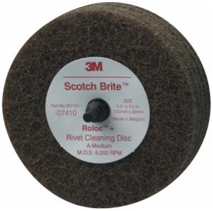 Scotch-Brite Rivet Cleaning Disc 07410, 4 in x 1-1/4 in A MED, 10 ea/Caseimage
