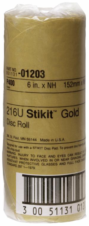 3M™ Stikit Gold Disc Roll, 01203, 6 in, P400, 75 discs per roll, 6 rolls per caseimage