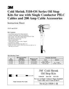 Cold Shrink 5110-OS Series Oil Stop Kits, 200 Amp