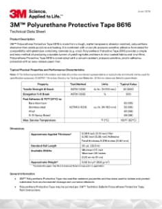 3M™ Polyurethane Protective Tape 8616 Tech Data Sheet