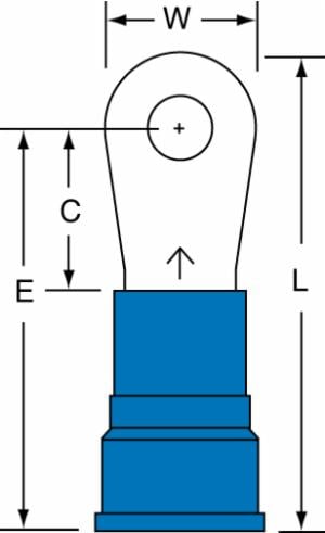 3M™ Nylon Insulated Brazed Seam Ring Tongue Terminal, 15-10S-WN, standard-style ring tongue fits around the studimage