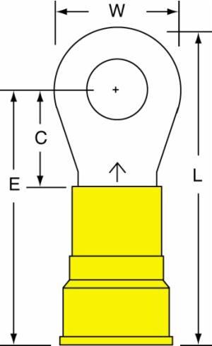 3M™ Nylon Insulated Brazed Seam Ring Tongue Terminal, 16-56-WN, standard-style ring tongue fits around the stud image 3M™ Nylon Insulated Brazed Seam Ring Tongue Terminal, 16-56-WN, standard-style ring tongue fits around the studimage