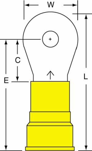 3M™ Nylon Insulated Brazed Seam Ring Tongue Terminal, 16-10-WN, standard-style ring tongue fits around the studimage