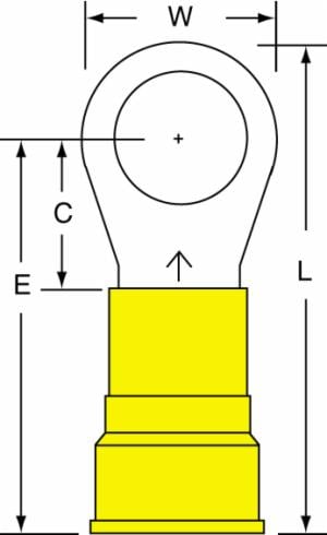 3M™ Nylon Insulated Brazed Seam Ring Tongue Terminal, 16-500S-WN, standard-style ring tongue fits around the stud image 3M™ Nylon Insulated Brazed Seam Ring Tongue Terminal, 16-500S-WN, standard-style ring tongue fits around the studimage