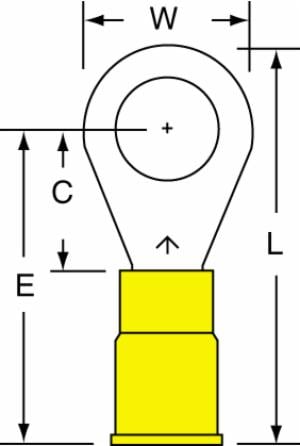 3M™ Vinyl Insulated Butted Seam Ring Tongue Terminal 13-56-P, standard-style ring tongue fits around the stud image 3M™ Vinyl Insulated Butted Seam Ring Tongue Terminal 13-56-P, standard-style ring tongue fits around the studimage