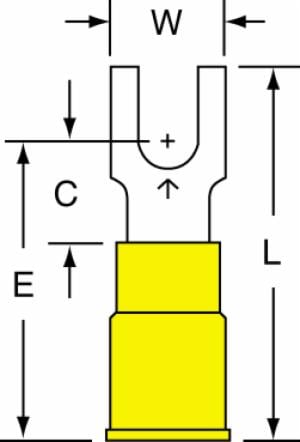 3M™ Block Fork Terminal Nylon with Insulation Grip Butted Seam 12-10 AWG, 95367, BS-33-8-NB, suitable for use in a terminal block image 3M™ Block Fork Terminal Nylon with Insulation Grip Butted Seam 12-10 AWG, 95367, BS-33-8-NB, suitable for use in a terminal blockimage