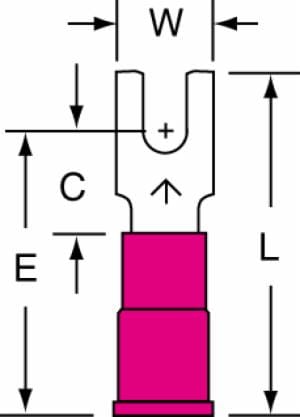 3M™ Vinyl Insulated Butted Seam Block Fork Terminal, BS-31-4S-P, suitable for use in a terminal blockimage