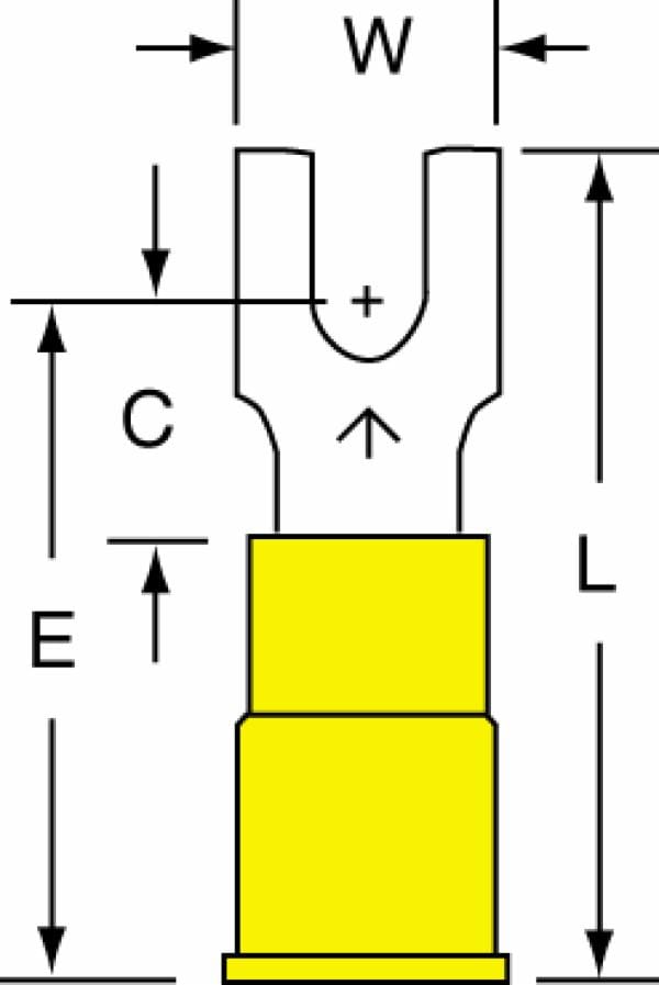 ™ Vinyl Insulated Butted Seam Block Fork Terminal BS-33-6-P