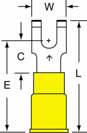 3M™ Nylon Insulated with Insulation Grip Flanged Block Fork Terminal BS-23-8-NB, suitable for use in a terminal block image 3M™ Nylon Insulated with Insulation Grip Flanged Block Fork Terminal BS-23-8-NB, suitable for use in a terminal blockimage