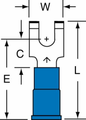 3M™ Vinyl Insulated Butted Seam Flanged Block Fork Terminal BS-22-6-P, suitable for use in a terminal blockimage