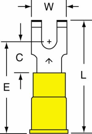3M™ Vinyl Insulated Butted Seam Flanged Block Fork Terminal BS-23-6-P, suitable for use in a terminal block image 3M™ Vinyl Insulated Butted Seam Flanged Block Fork Terminal BS-23-6-P, suitable for use in a terminal blockimage