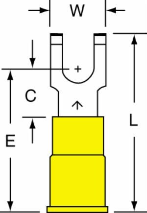 3M™ Vinyl Insulated Butted Seam Flanged Block Fork Terminal BS-23-10-P, suitable for use in a terminal block image 3M™ Vinyl Insulated Butted Seam Flanged Block Fork Terminal BS-23-10-P, suitable for use in a terminal blockimage