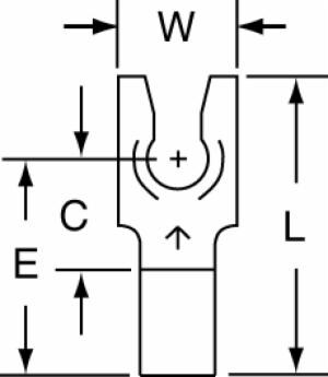 3M™ Non-Insulated Brazed Seam Fork Terminal 32-6-W, wider tongue design for use on free-standing studs image 3M™ Non-Insulated Brazed Seam Fork Terminal 32-6-W, wider tongue design for use on free-standing studsimage