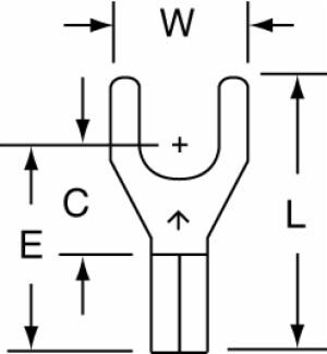 3M™ High Temperature Butted Seam Fork Terminal, HT-32-10, wider tongue design for use on free-standing studs image 3M™ High Temperature Butted Seam Fork Terminal, HT-32-10, wider tongue design for use on free-standing studsimage