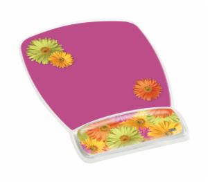 3M™ Gel Mousepad Wristrest MW308DS, Compact Size, Clear Gel Daisy Design, 6.8 in x 8.6 in x 0.75 inimage