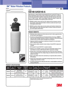 3M(TM) Water Filtration Proudcts ICE140-S & ICE145-S, Spec Sheet