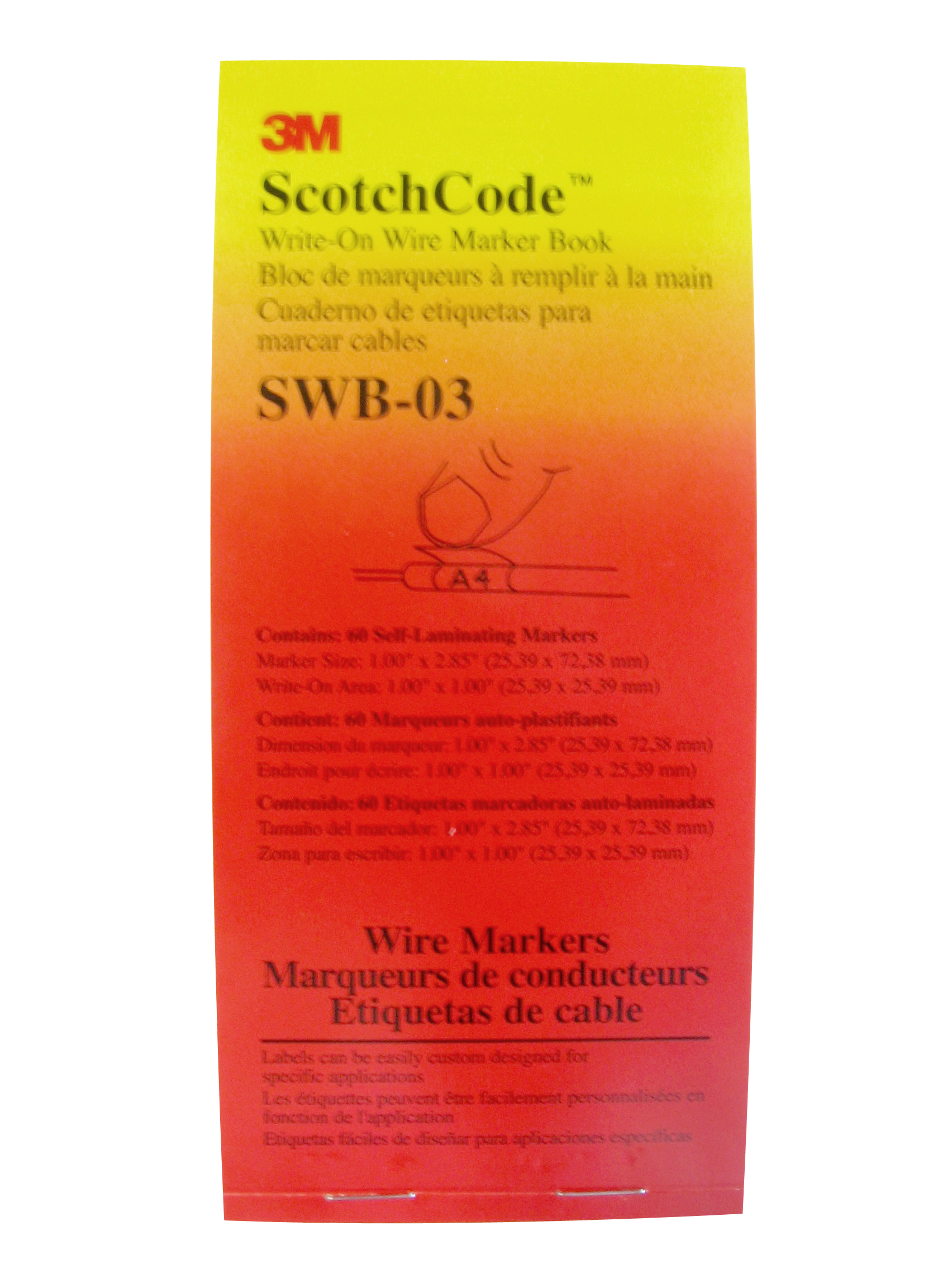 Product image for 3M 7000058802 1" x 2.85" ScotchCode Write-On Wire Marker Book SWB-03 (5ea/case)